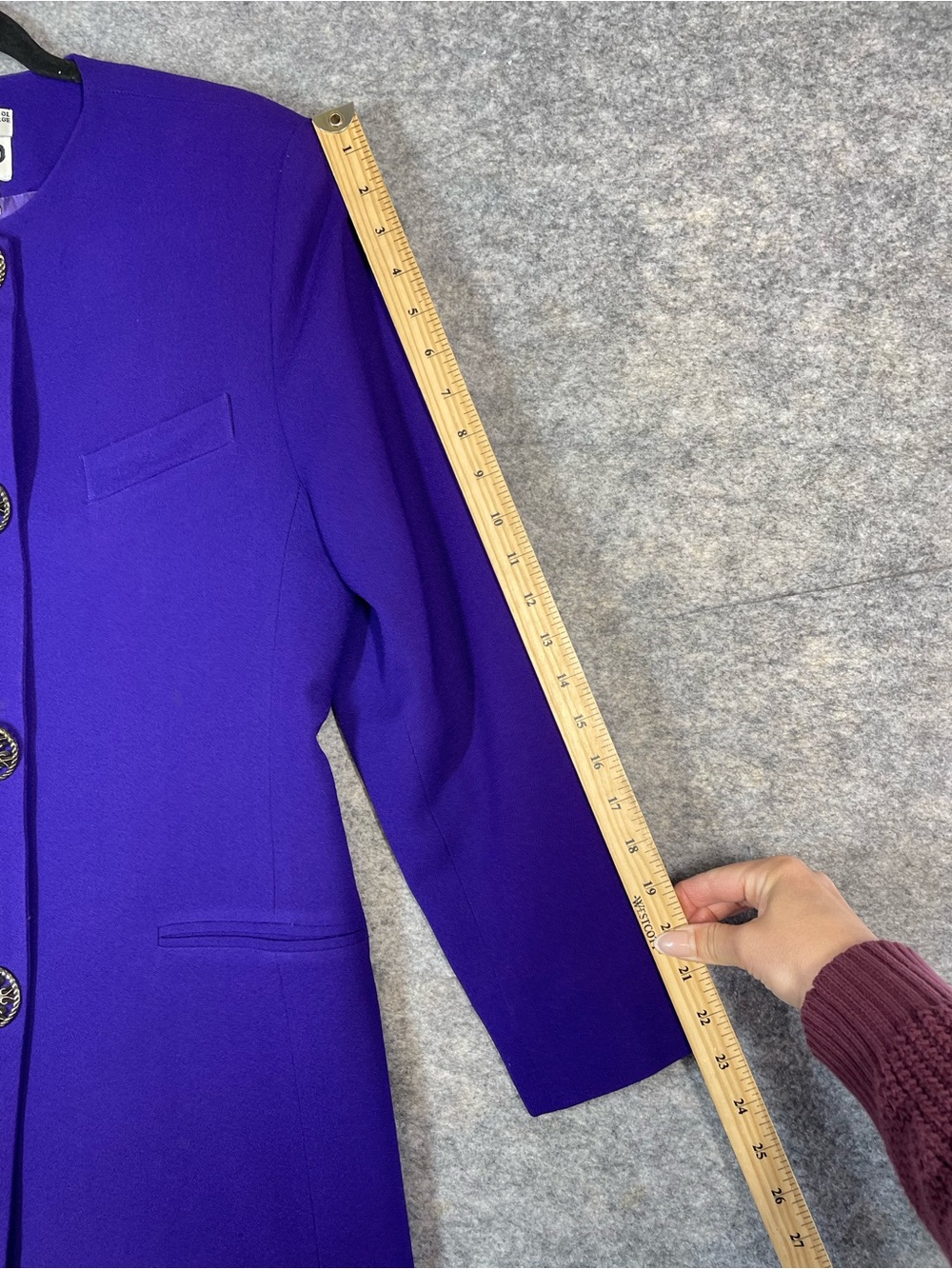 Don Vito Purple Wool Blazer Jacket Vintage Minimalist Career Chic Size 4 Office - Picture 11 of 16
